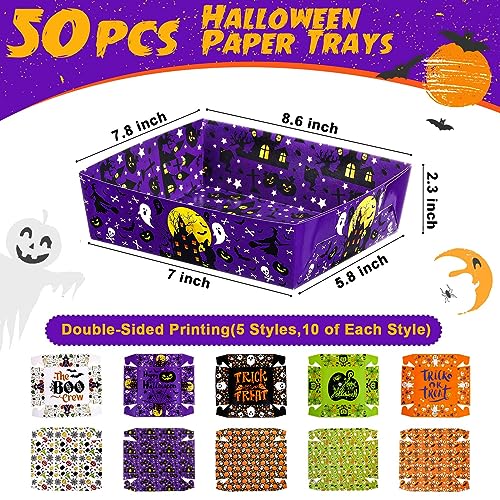 Halloween Food Snack Tray Paper Serving Bowls - Classic Style, 50 Pack