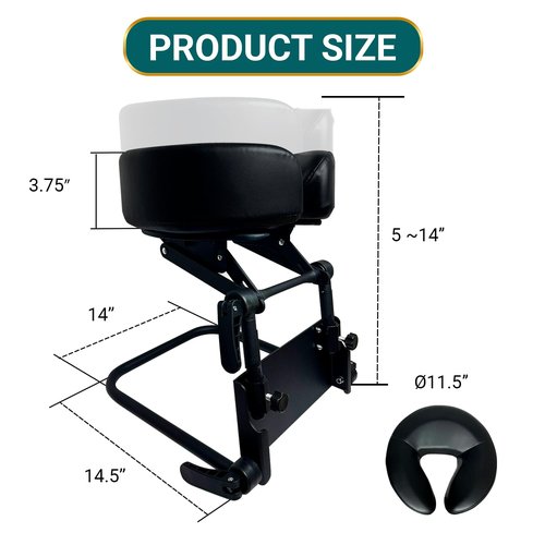 EASY SPA Home Mattress Top Massage Kit Adjustable Headrest with PU Face Down Pillow, Face Cradle for Massage Table, Massage Equipment (Black)
