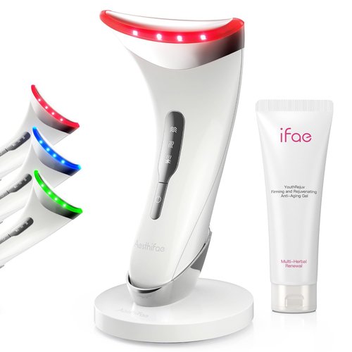 Red Light Therapy for Face and Neck, Renewal Face Lift Device with Vibration Tech, 3 in 1 Face Massager Tool with Thermals, True Beauty Glow Facial Sculptor for Wrinkles, Double Chin