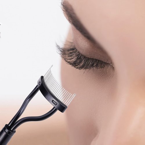 MSQ Eyelash Comb - Eyelash Separator & Mascara Applicator Tool with Cover - Black (1PC)