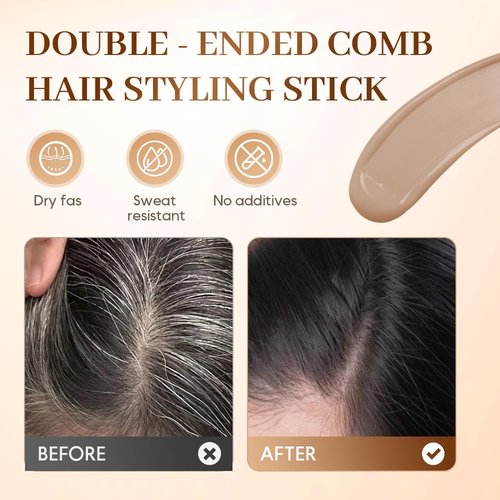 Skiennix Hair Color Stick - Long-Lasting 2-In-1 Hair Dye & Comb for Gray Coverage | Black Brown