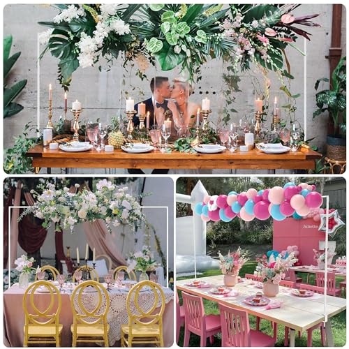 2 Pack White Over Table Rod Stand with Clamp - Adjustable Banner & Decoration Support