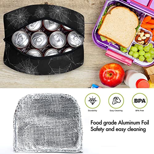 Spider Web Halloween Insulated Cooler Lunch Tote Bag - Black, Web Design