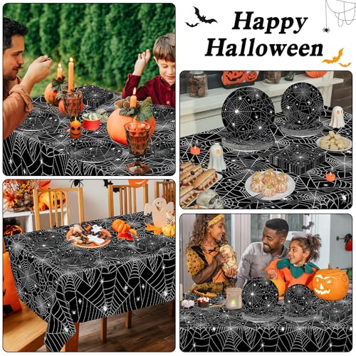 Halloween Paper Spider Web Party Supplies Set - 30 Pieces, Includes Plates, Napkins & Tablecloths - Variation: Halloween