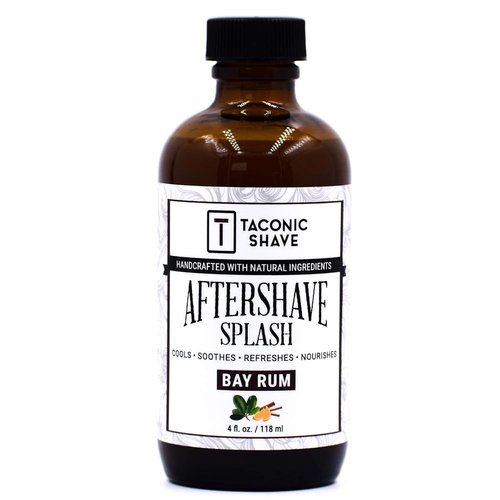 Taconic Shave Bay Rum Aftershave Splash - Alcohol-Free Men's Aftershave for Soothing & Hydrating - 4 oz Made in USA