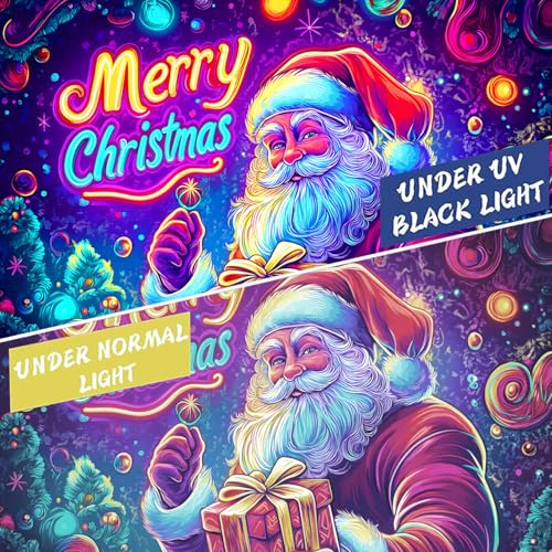 UV Reactive Christmas Tapestry - Glow in the Dark Wall Hanging for Holiday Decor
