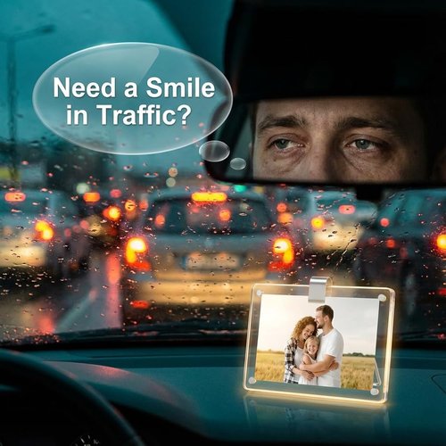 G-Force Crystal Clear Car Visor Photo Frame - 2 Pack Magnetic Clip Holder | Personalized Accessory Gift
