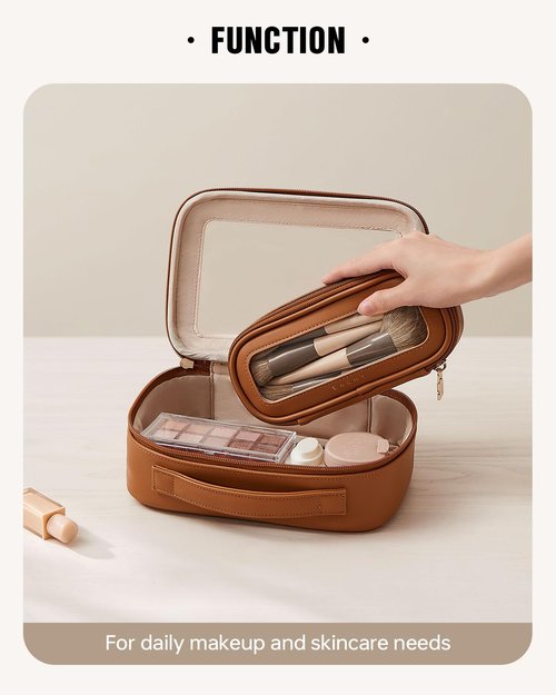EACHY Clear Makeup Bag Cosmetic Organizer, Waterproof Travel Cosmetic Case with Zipper for Women, Transparent Toiletry and Skincare Pouch, Portable Car or Purse Bag for Travel Essentials