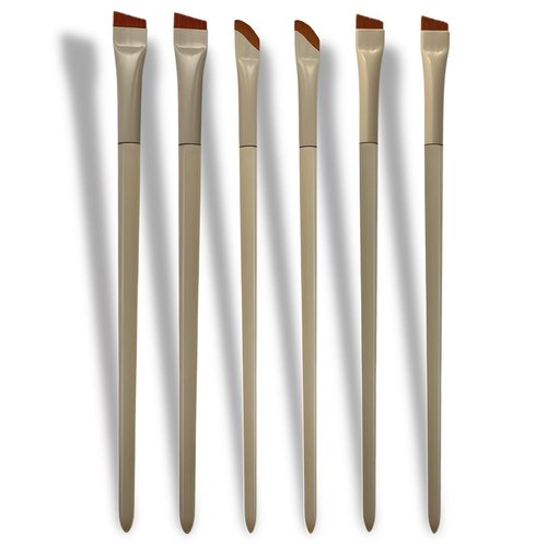 Angled Eyebrow & Eyeliner Brush Set – 6 Ultra-Thin Precision Tools (Curved, Wide & Narrow) for Powder, Gel, Tint & Pomade – Professional Kit for Eyebrows & Eye Makeup