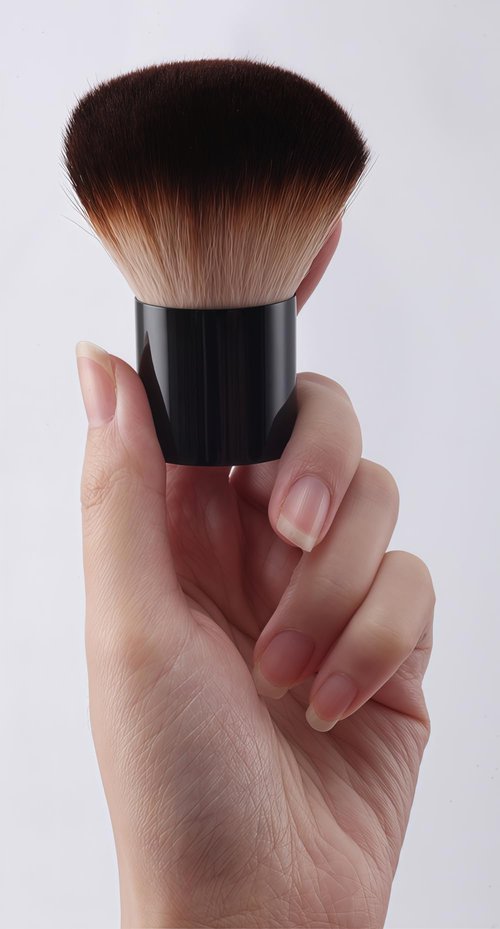 HAPPITON Kabuki Face Brush for Powder Foundation & Blush Blending & Buffing with Aluminum Handle