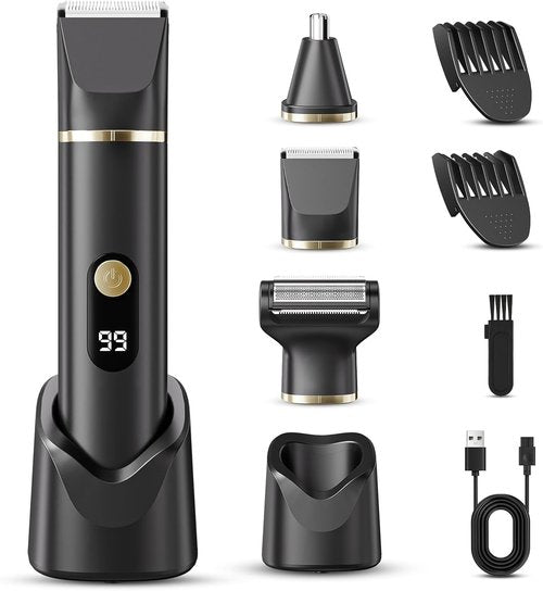 Beard Trimmer for Men by [Brand Name] - IPX7 Waterproof Electric Razor Grooming Kit | Wet/Dry Use, Black