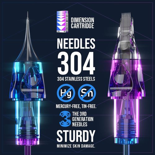 CNC Tattoo Cartridge Needles 20Pcs #10(3RL) Bugpin 0.3mm Round Liner X-Taper Disposable Cartridges with Membrane EN04C-20-1003RL-X
