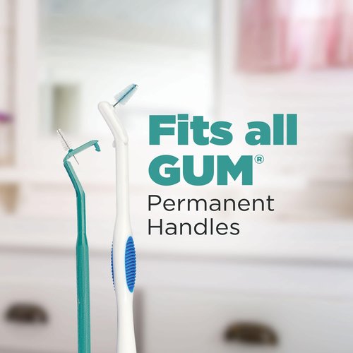 GUM Proxabrush Go-Betweens Refills - Tight - Compatible with GUM Permanent Handle -Reusable Interdental Brushes for Tight Teeth - Soft Bristled Dental Picks, 8 Count(Pack of 6)