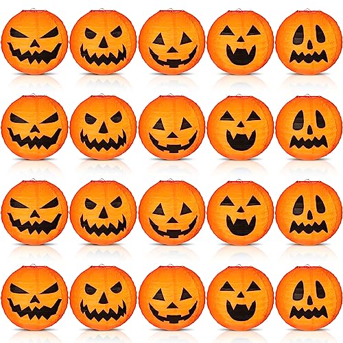 Halloween Pumpkin Paper Lanterns Set of 20 - 8 Inch Decor for Indoor & Outdoor Parties