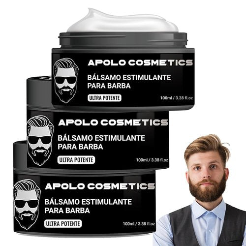 Para Barba, Beard Stimulating Balm Beard Cream, Estimulante Para Barba, Bálsamo Para Crecimiento De Barba Para Hombre, Ultra Potente Apolo Balsamo Negro Thicker, Fuller(3pcs)
