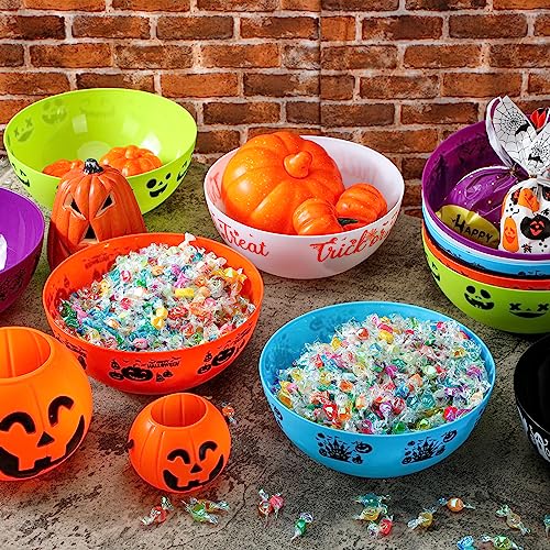 Halloween Candy Bowls Set - 6 Multicolored Trick or Treat Serving Bowls