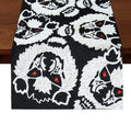 Halloween Beaded Table Runner - Black White Werewolves, 13x36 - Handmade Decor
