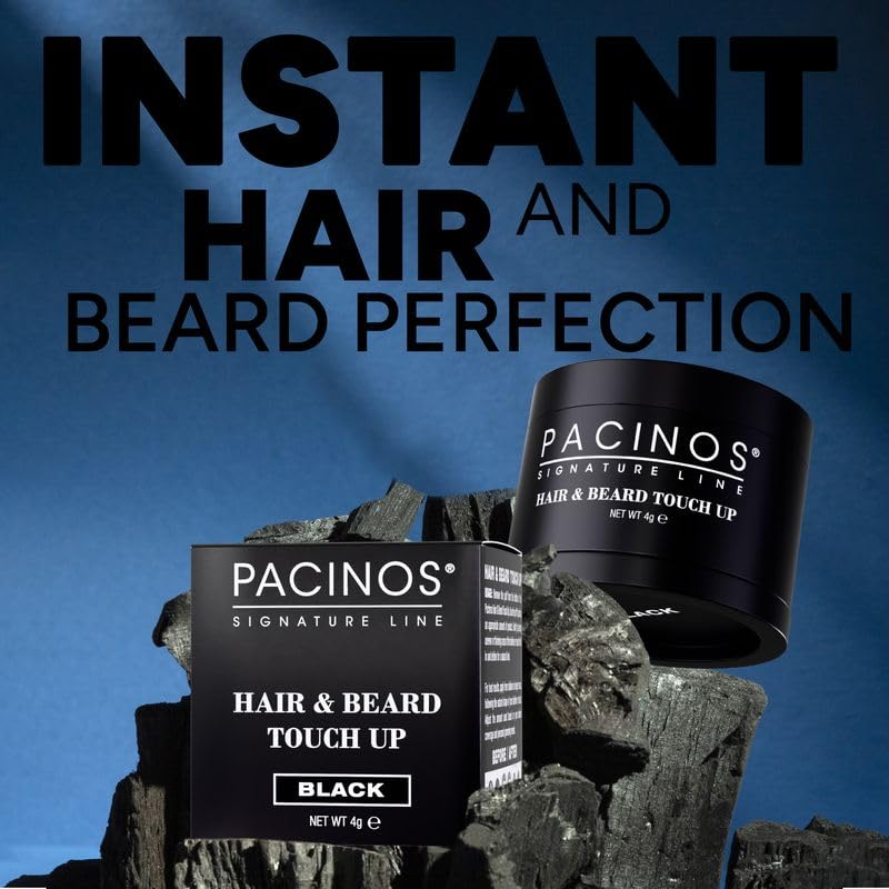 Pacinos Instant Hair & Beard Touch Up Black - Mess-Free, Sweat Resistant