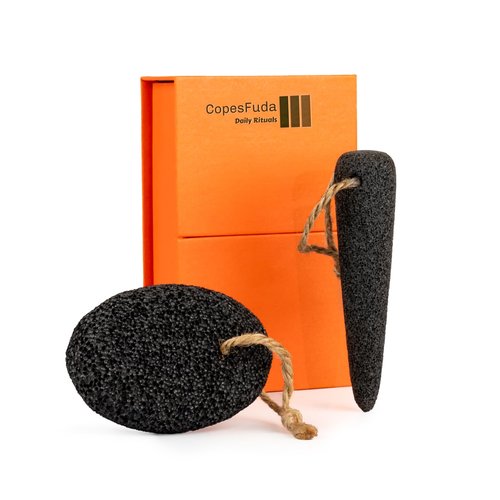 CopesFuda Natural Volcanic Pumice Stone for Feet & Hands. Foot Scrubber for Dead Skin Remover & Deep Cleansing, Cone Shape Stone for Hard-to-Reach Areas Corn Removal, 2 Pcs, Ready-to-Gift Design