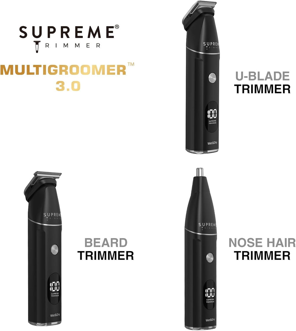Supreme Trimmer All-in-One Waterproof Multigroomer for Men - Rechargeable Beard, Body & Nose Hair Kit | SMG3030