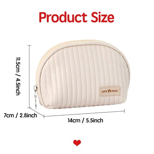 Duleylv Small Makeup Bag for Purse Mini Cosmetic Pouch Waterproof Makeup Organizer for Women Small Cosmetic Bag PU Leather Travel Makeup Bag Lipstick Bag with Zipper Beige