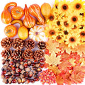 156 Pcs Autumn Mini Pumpkins Pine Cones Fall Thanksgiving Decorations Set - DIY Fall Decor