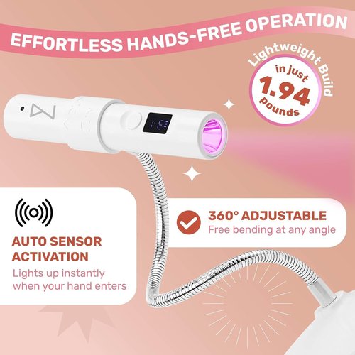 M - GlamCure GO Nail Flash Cure Lamp with Focus Beam Technology, Touch Screen - LED & UV Nail Light - Curing Lamp for Gel Nails, Acrylic, Builder - Portable & Adjustable (Teal)