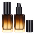 Segbeauty 2pcs 50ml Empty Refillable Glass Pump Bottle, 1.69oz Glass Containers Dispenser Gradient Brown Empty Bottles Travel Size Lotion Bottle with Pump for Essential Oil Blends Cream Lotion