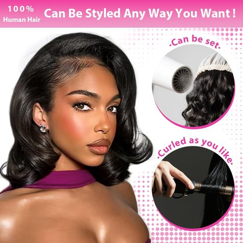Qmaple Bob Wig Human Hair 13x4 Body Wave Lace Front Wigs Human Hair Short Bob Wigs for Women (8 Inch)