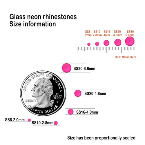 Flatback Glass Rhinestones,Bedazzler Gems 1440pcs Non Hotfix Crystal Rhinestones for Nail Charms Crafts Clothes Tumblers,Hot Pink Neon,SS20