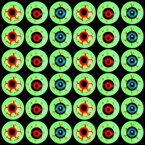Glow in the Dark Halloween Fake Eyeballs 30-Pack - Spooky Plastic Decorations