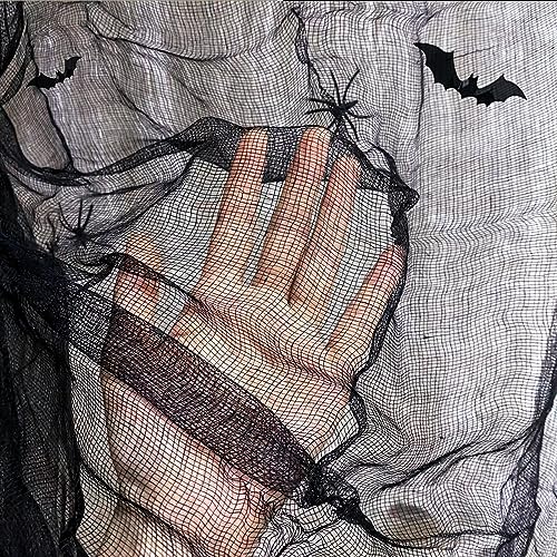 Large Black Halloween Creepy Cloth with Bat Decorations - 400 x 85 Inches