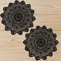 Black Crochet Doilies Set of 2 - 15 Inch Round Cotton Lace Coasters for Home Decor