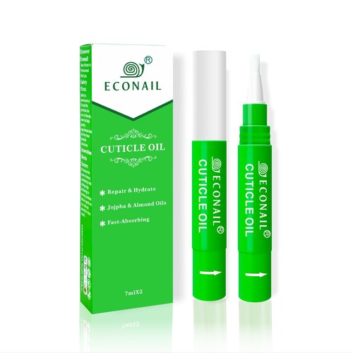 Econail Cuticle Oil Pen x2 pcs, Nourishing Jojoba & Peach Scent for Enhanced Nail Growth and Strength, Portable Nail Oil Care （7mlx2）