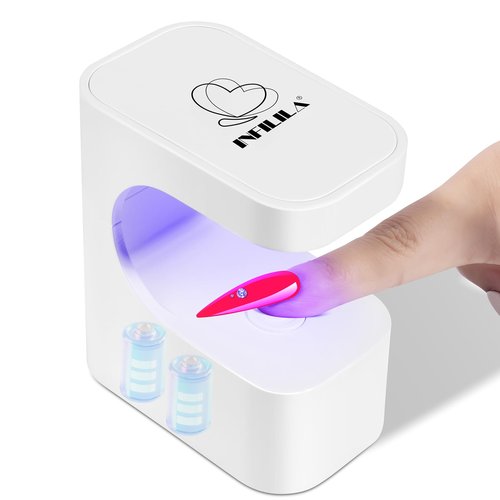 NXJ INFILILA Mini UV Nail Lamp, Cordless Portable LED Light for Gel Nails - Fast Flash Cure for Builder Gel & Single Nail Repair, 6 Beads, Ideal for Travel, Beginners & Quick Fixes White