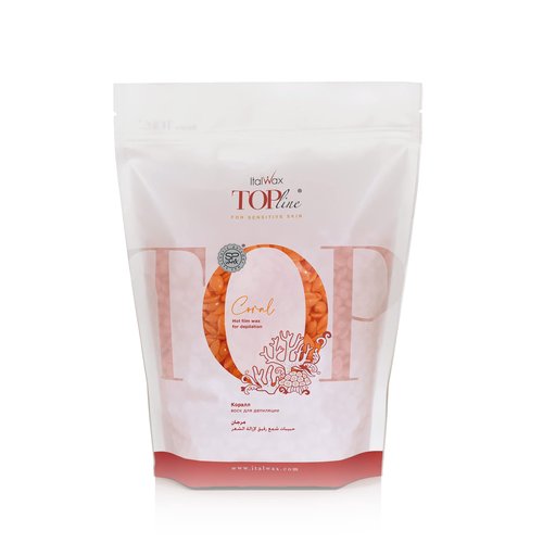 Italwax Top Line Coral Hard Wax Beads 1.65 lb (750 g) – Creamy Strong Grip Wax for Bikini & Coarse Hair, Suitable for Sensitive Skin, Professional Use – Made in Italy