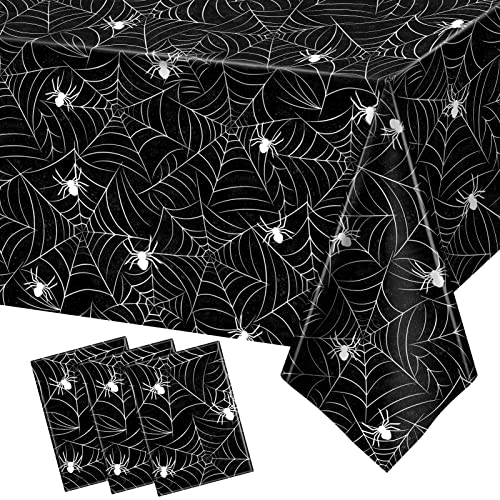 Halloween Tablecloth Pack of 3 Rectangular Spooky Party Decor - Black