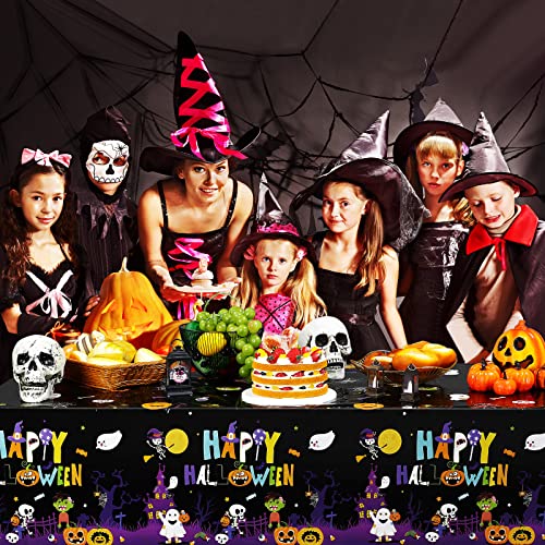 Halloween Plastic Tablecloth Pumpkin Ghost Web 54x108 Inch Pack of 3