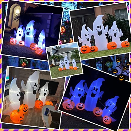 7FT Halloween Inflatable Ghosts & Pumpkins Set with LED Lights for Yard & Garden Decor