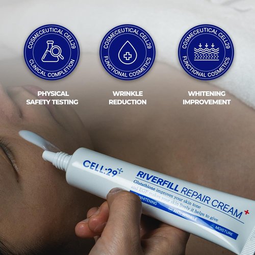 CELL29 RIVERFILL REPAIR CREAM EGF Centella Niacinamide Deep Wrinkle Moisturizer Anti Aging Rejuvenation Crow’s Feet Glass Skin Korean Skincare Skin Barrier Day & Night Routine 1.35 fl.oz (40ml)