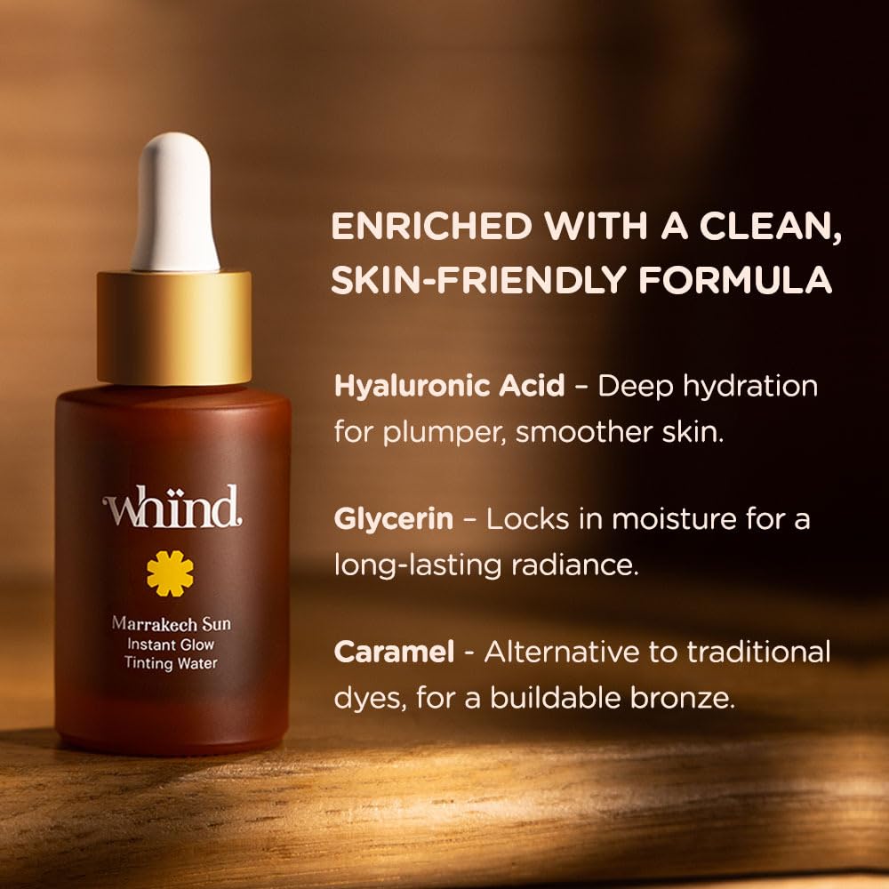 WHIND Marrakech Sun Instant Glow Tanner Drops - Lightweight, Streak-Free Face Bronzer - 1oz / 30ml
