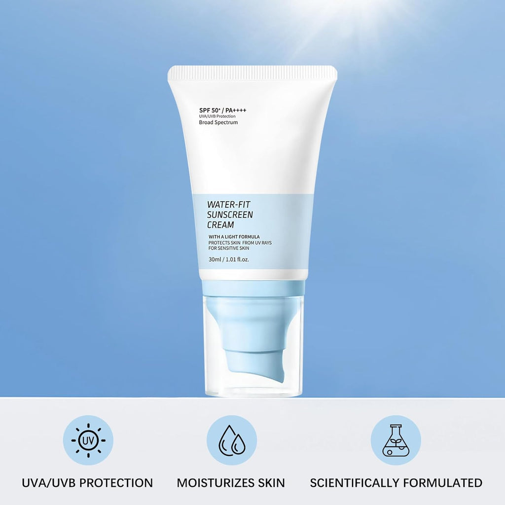 Water-Fit Sunscreen Cream SPF 50+ | Lightweight Daily UV/UVB Protection | Moisturizing Formula | 30ml