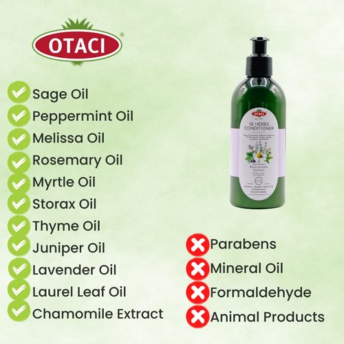 OTACI 10 Herb Rejuvenate Hair Conditioner - Vegan Formula with Rosemary, Chamomile & Olive Oil for Hydration & Shine | 250 ml