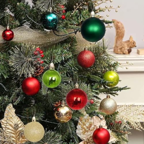 Mini Christmas Ornaments Set - Shatterproof Hanging Balls for Xmas Tree - Rose Red, 30mm, 24 Pack
