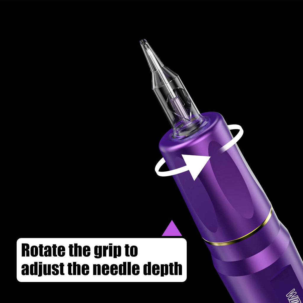 Wormhole Wireless Tattoo Machine Kit, Tattoo Gun with 1,050 mAh Capacity Power Supply- Tattoo Pen Kit WTK176(Purple+Black)