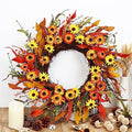 Artificial Fall Wreath 20 Inch Autumn Flowers & Leaves for Front Door Decor