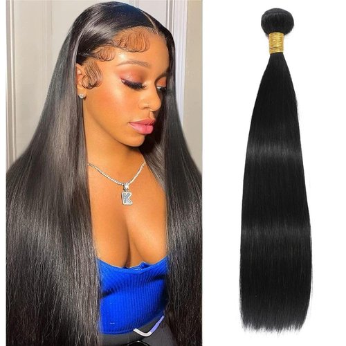 MIRONICA Straight Human Hair Bundles 22 Inch 12A Brazilian 1 Bundles Human Hair 100% Unprocessed Virgin Hair Double Machin Weft for Black Women Natural Black Color Hair Extensions