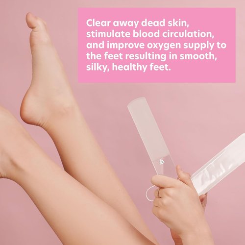 Bona Fide Beauty Czech Glass Foot File - Dual-Sided High Grit Rasp with Protective Sleeve | Clear Color