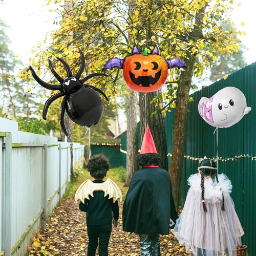 White Ghost Foil Balloon Set for Halloween Party Decorations - 6 Pack