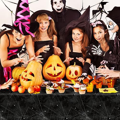 Halloween Spider Webs Disposable Tablecloths - 3 Pack, 54x108 Inches - Halloween Party Decorations